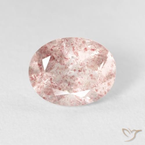 Quartz Fraise Rose clair naturelle ovale, 2.52 ct, Transparent