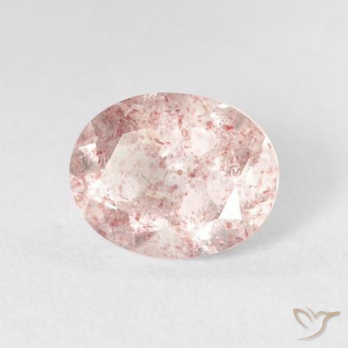 Quartz Fraise Rose clair naturelle ovale, 2.52 ct, Transparent