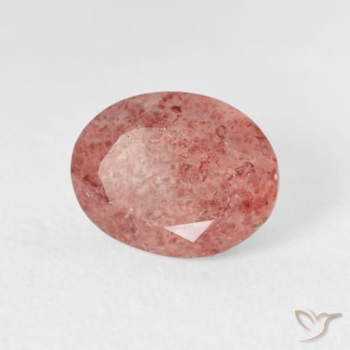 Quartz fraise Rose moyen naturelle ovale, 2.77 ct, Transparent