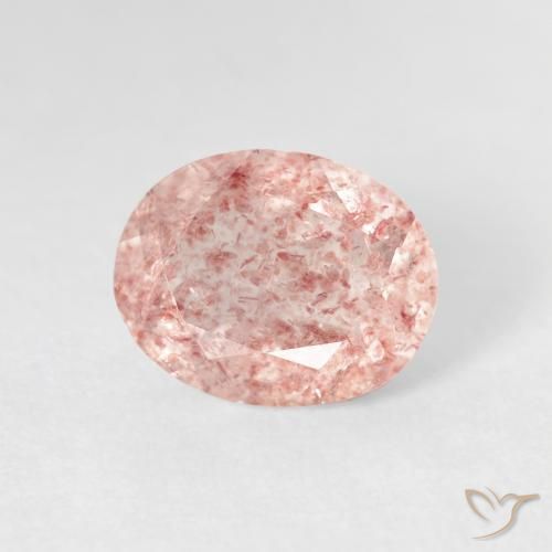 Quartz fraise Rose terreux naturelle ovale, 2.76 ct, Transparent