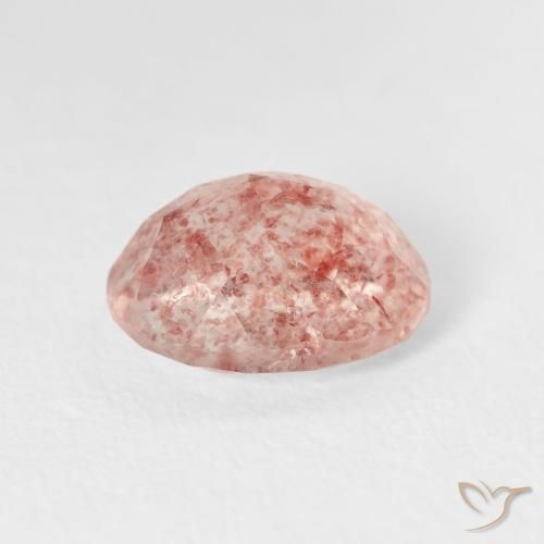 Quartz fraise Rose terreux naturelle ovale, 2.76 ct, Transparent