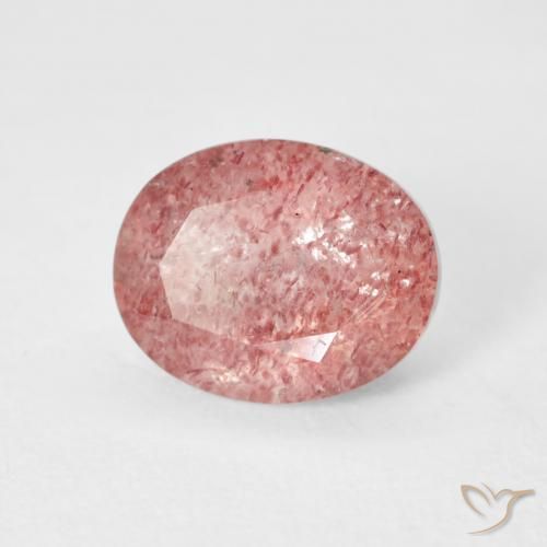 Quartz Fraise Rose framboise naturelle ovale, 2.68 ct, Transparent