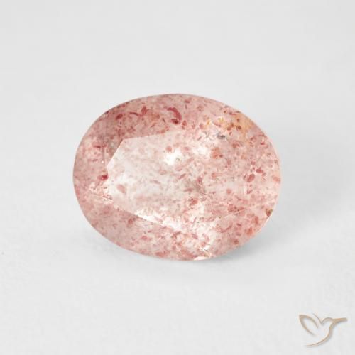 Quartz Fraise Rose clair naturelle ovale, 2.71 ct, Transparent