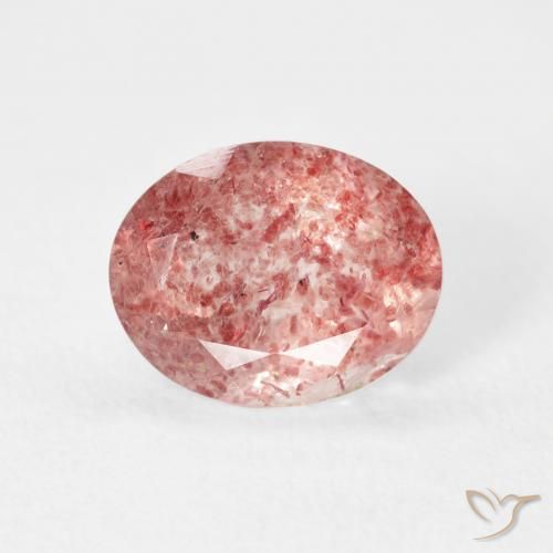 Quartz Fraise Rose vif naturelle ovale, 2.53 ct, Transparent