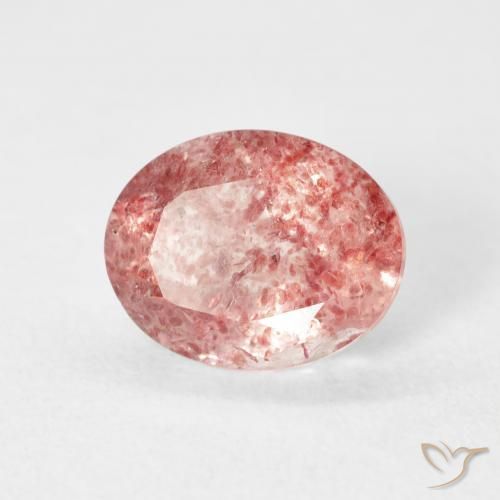 Quartz Fraise Rose vif naturelle ovale, 2.53 ct, Transparent