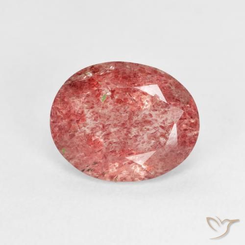 Quartz fraise Rose moyen naturelle ovale, 3.09 ct, Transparent