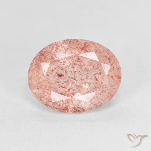 Quartz Fraise Rose clair naturelle ovale, 2.69 ct, Transparent