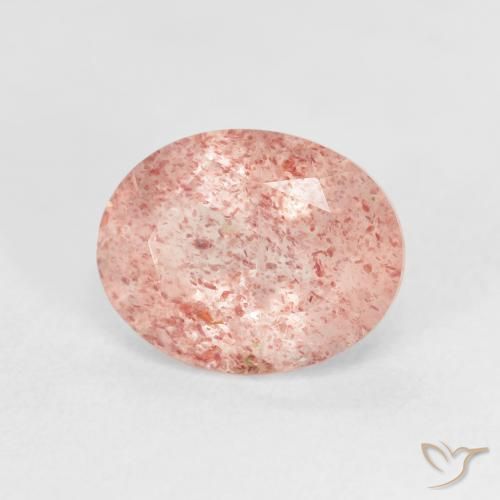 Quartz Fraise Rose clair naturelle ovale, 2.69 ct, Transparent