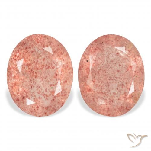5.71ctw Naturel Rose orangé Quartz fraise, ovale, Transparent