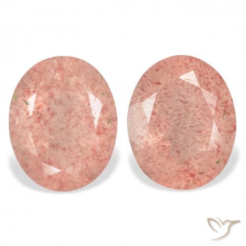 6.80ctw Naturel Rose orangé Quartz fraise, ovale, Transparent