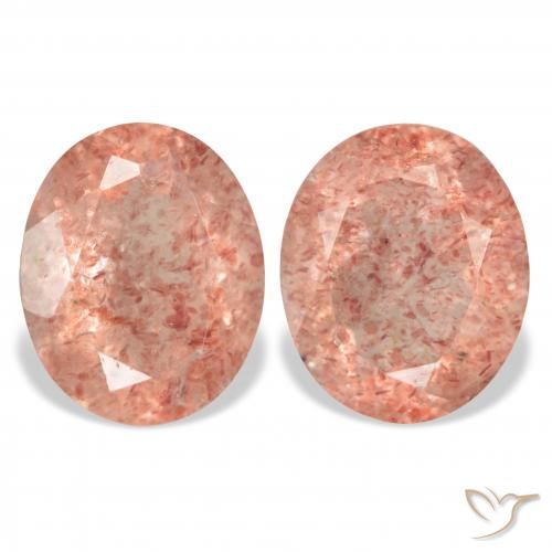 6.51ctw Naturel Rose orangé Quartz fraise, ovale, Transparent