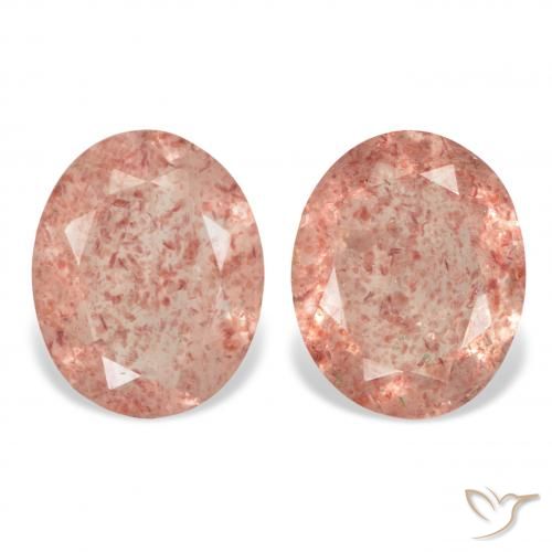 5.14ctw Naturel Rose pamplemousse Quartz Fraise, ovale, Transparent