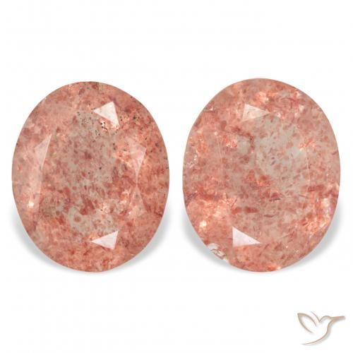6.46ctw Naturel Rose orangé Quartz fraise, ovale, Transparent