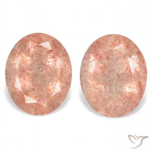 6.55ctw Naturel Rose pamplemousse Quartz Fraise, ovale, Transparent
