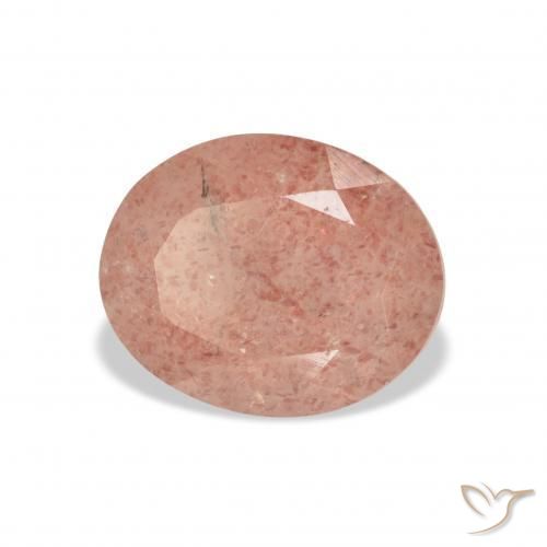 Quartz Fraise Rose pamplemousse naturelle ovale, 3.70 ct, Transparent