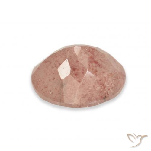 Quartz Fraise Rose pamplemousse naturelle ovale, 3.70 ct, Transparent