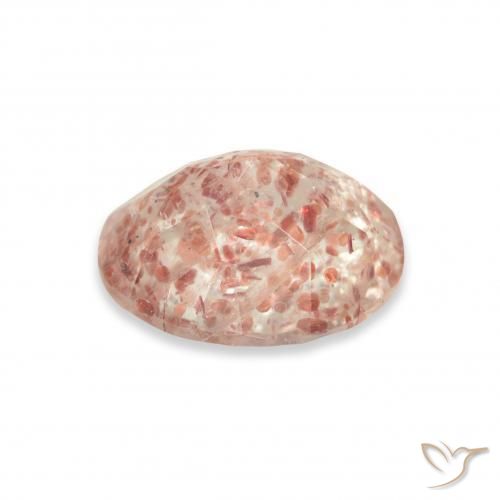 Quartz Fraise Orange rose naturelle ovale, 3.22 ct, Transparent