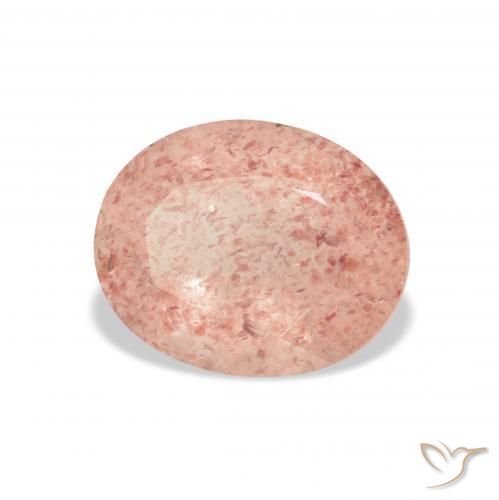 Quartz fraise Rose clair naturelle ovale, 3.37 ct, Transparent