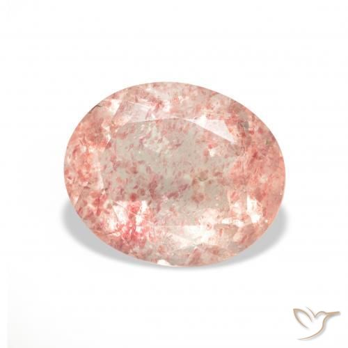 Quartz fraise Rose moyen naturelle ovale, 3.44 ct, Transparent
