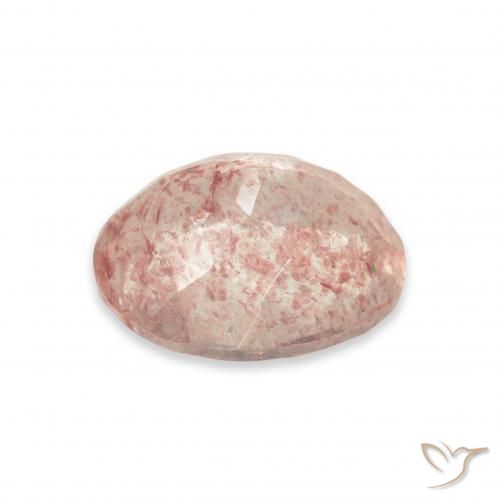 Quartz fraise Rose moyen naturelle ovale, 3.44 ct, Transparent