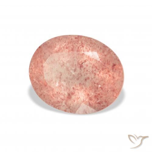 Quartz fraise Rose framboise naturelle ovale, 3.38 ct, Transparent