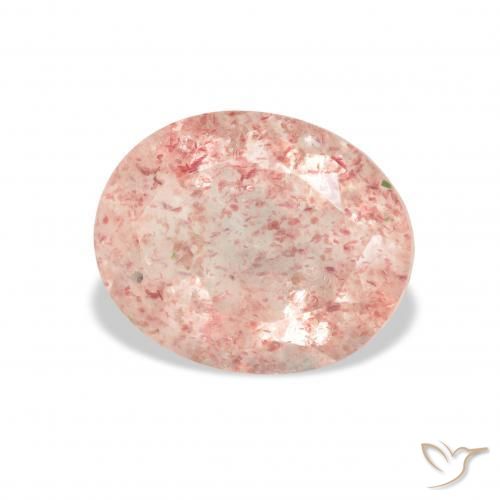 Quartz fraise Rose clair naturelle ovale, 3.55 ct, Transparent