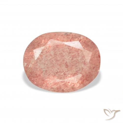 Quartz Fraise Rose moyen naturelle ovale, 3.15 ct, Transparent