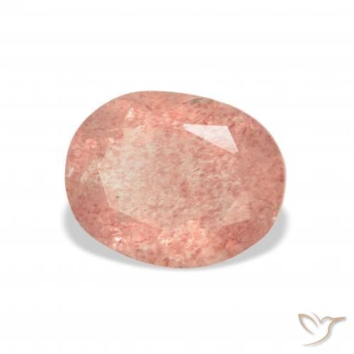 Quartz Fraise Rose moyen naturelle ovale, 3.15 ct, Transparent