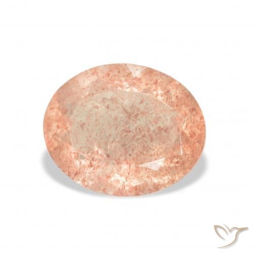 Quartz fraise Rose clair naturelle ovale, 3.31 ct, Transparent