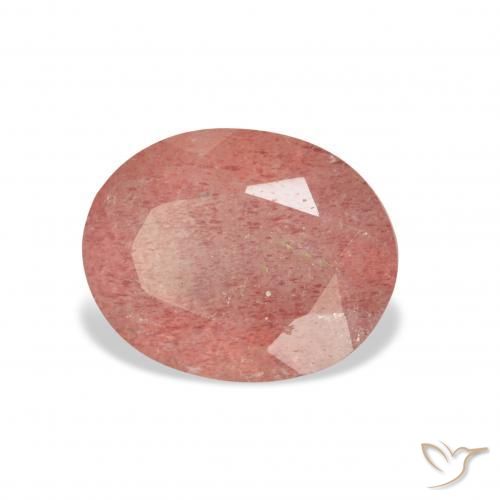 Quartz fraise Rose orangé naturelle ovale, 3.32 ct, Transparent