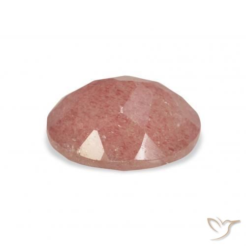 Quartz fraise Rose orangé naturelle ovale, 3.32 ct, Transparent