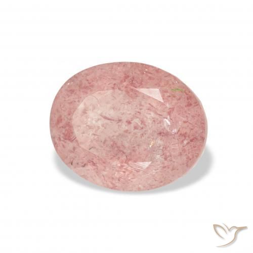 Quartz fraise Rose clair naturelle ovale, 3.49 ct, Transparent