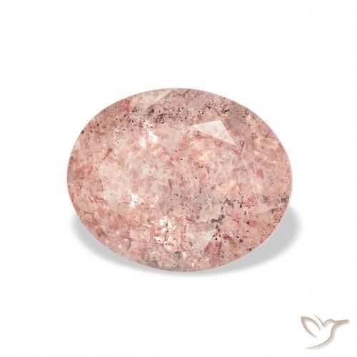 Quartz fraise Rose clair naturelle ovale, 3.43 ct, Transparent