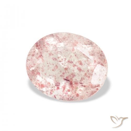 Quartz fraise Rose terreux naturelle ovale, 3.35 ct, Transparent