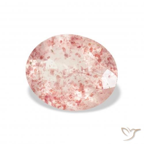 Quartz fraise Rose clair naturelle ovale, 2.87 ct, Transparent