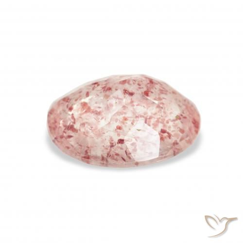 Quartz fraise Rose clair naturelle ovale, 2.87 ct, Transparent