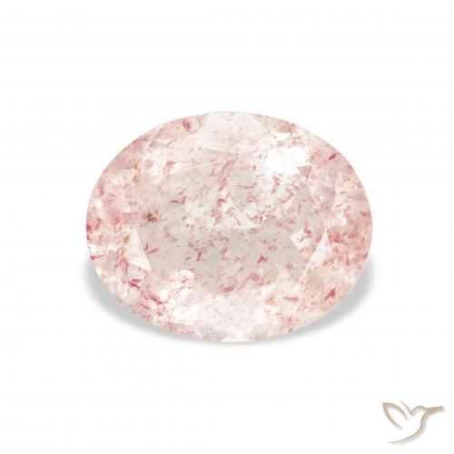Quartz Fraise Orange rose naturelle ovale, 3.32 ct, Transparent