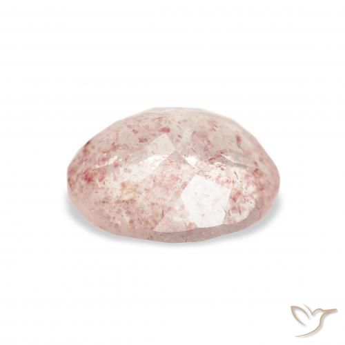Quartz Fraise Orange rose naturelle ovale, 3.32 ct, Transparent