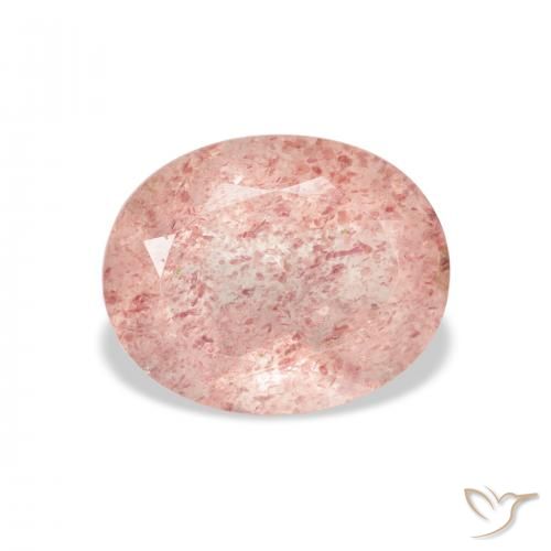 3.79ct Naturel Saumon Rose Quartz fraise, ovale, Transparent