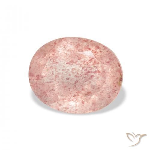 Quartz fraise Saumon Rose naturelle ovale, 3.79 ct, Transparent