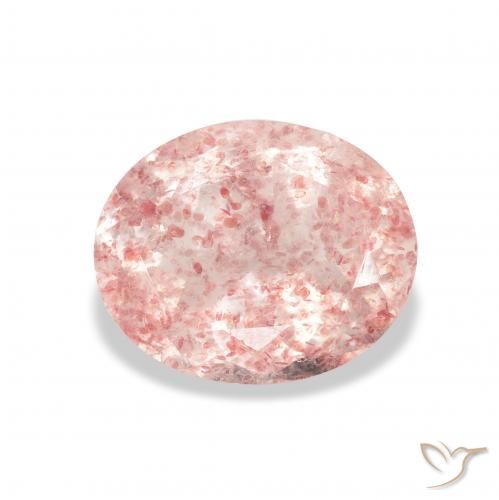 Quartz Fraise Rose clair naturelle ovale, 3.65 ct, Transparent