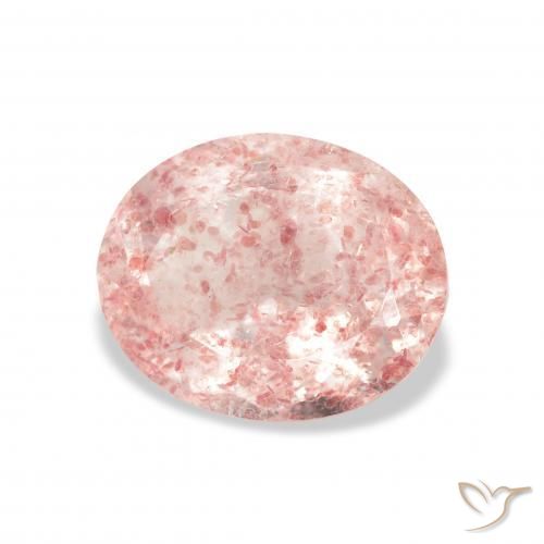 Quartz Fraise Rose clair naturelle ovale, 3.65 ct, Transparent