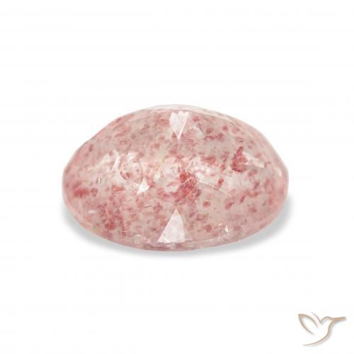 Quartz Fraise Rose clair naturelle ovale, 3.65 ct, Transparent