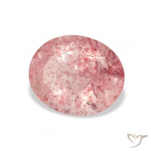 Quartz fraise Rose clair naturelle ovale, 3.50 ct, Transparent