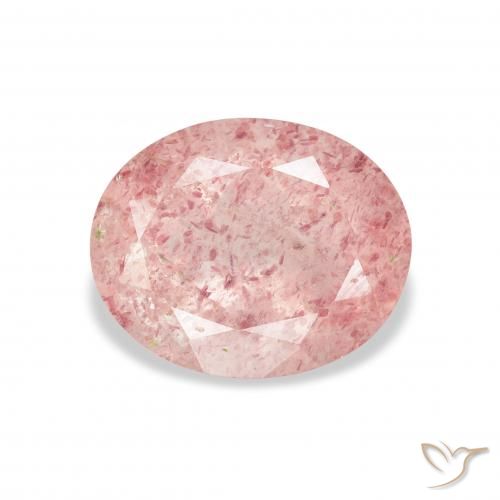 Quartz Fraise Rose chaud et léger naturelle ovale, 3.54 ct, Transparent