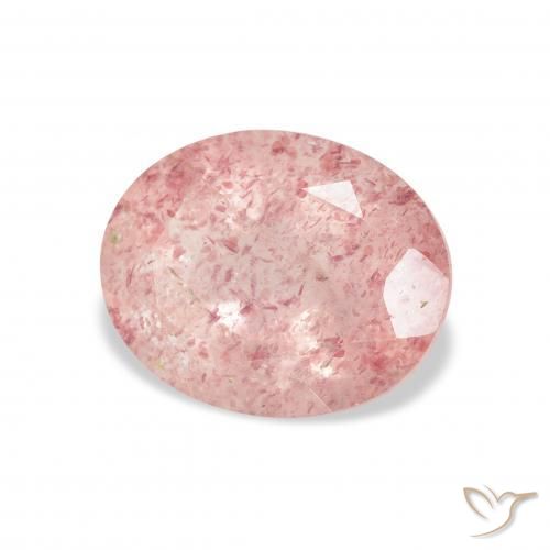 Quartz Fraise Rose chaud et léger naturelle ovale, 3.54 ct, Transparent
