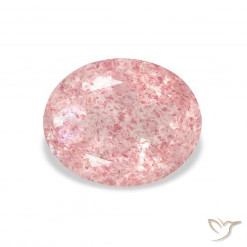 Quartz Fraise Rose clair naturelle ovale, 3.41 ct, Transparent