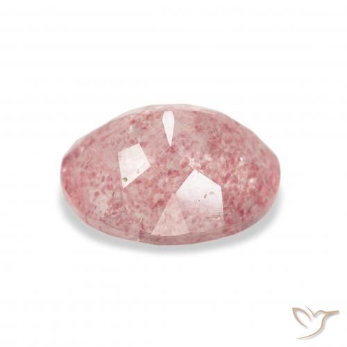 Quartz Fraise Rose clair naturelle ovale, 3.41 ct, Transparent
