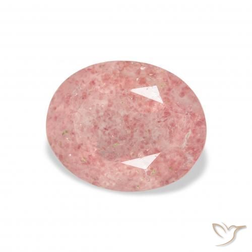 Quartz fraise Rose clair naturelle ovale, 3.37 ct, Transparent