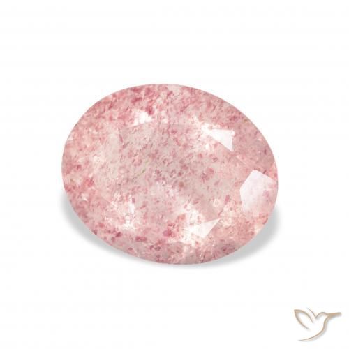 Quartz fraise Rose clair naturelle ovale, 2.95 ct, Transparent